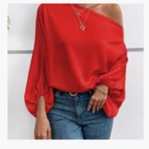 SHEIN Vibrant Red Off-Shoulder Blouse